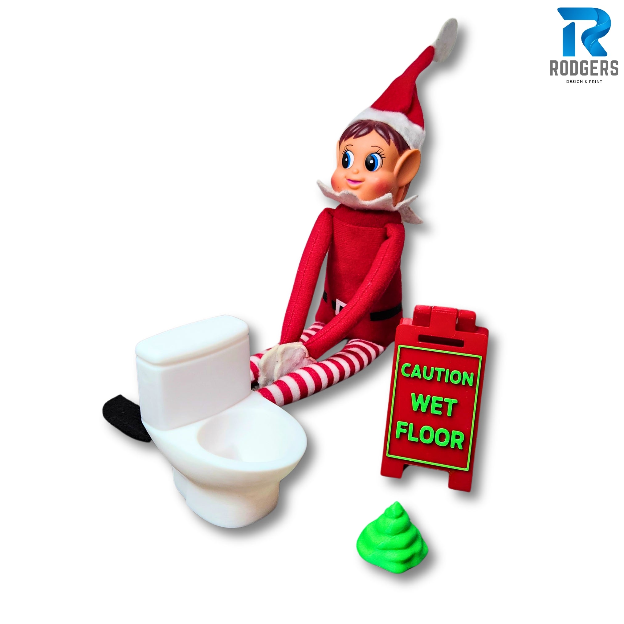 Elf Toilet and wet floor sign Prop Set