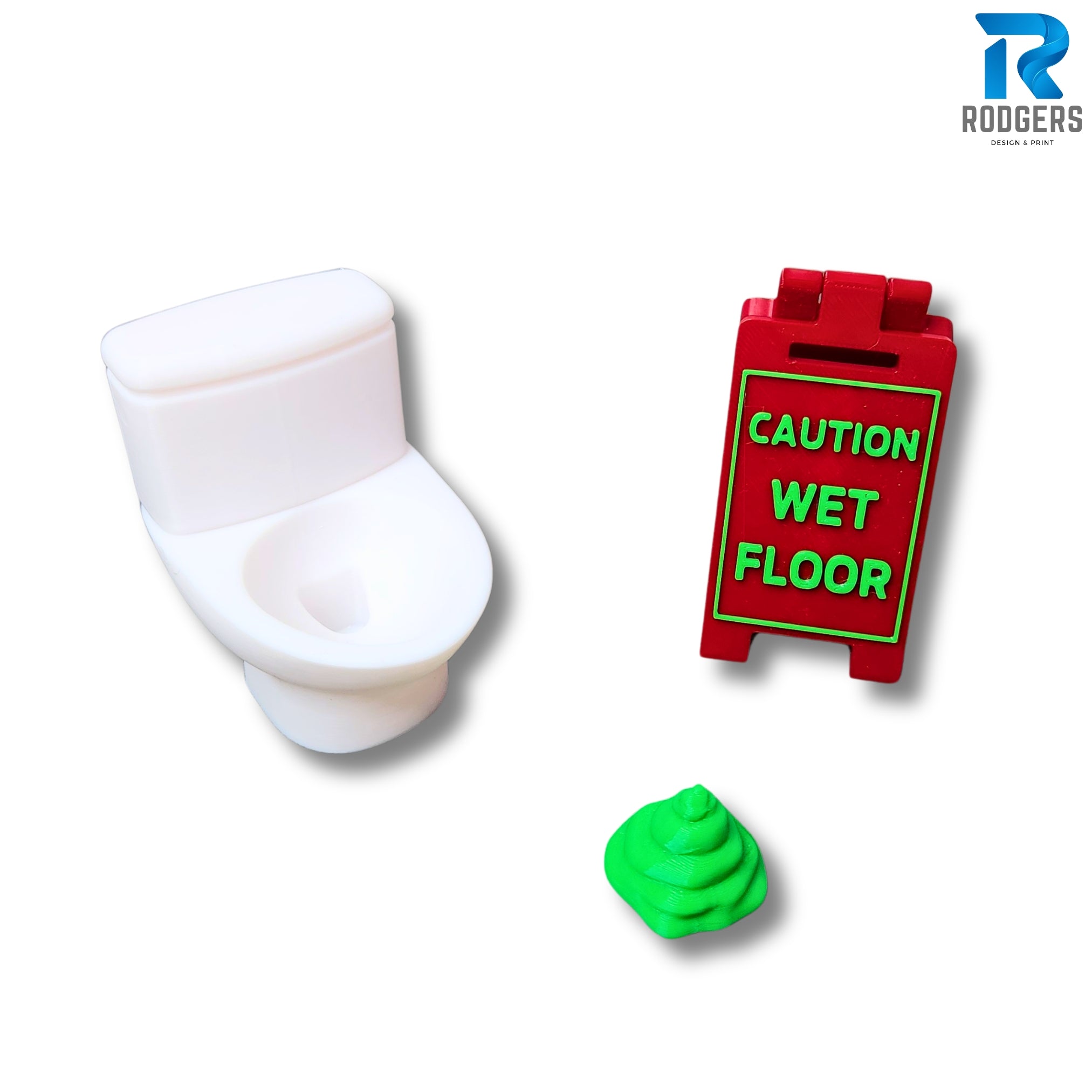 Elf Toilet and wet floor sign Prop Set