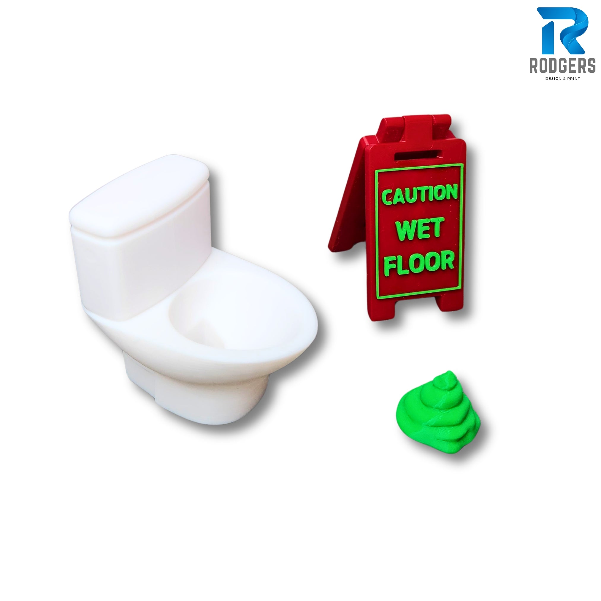 Elf Toilet and wet floor sign Prop Set