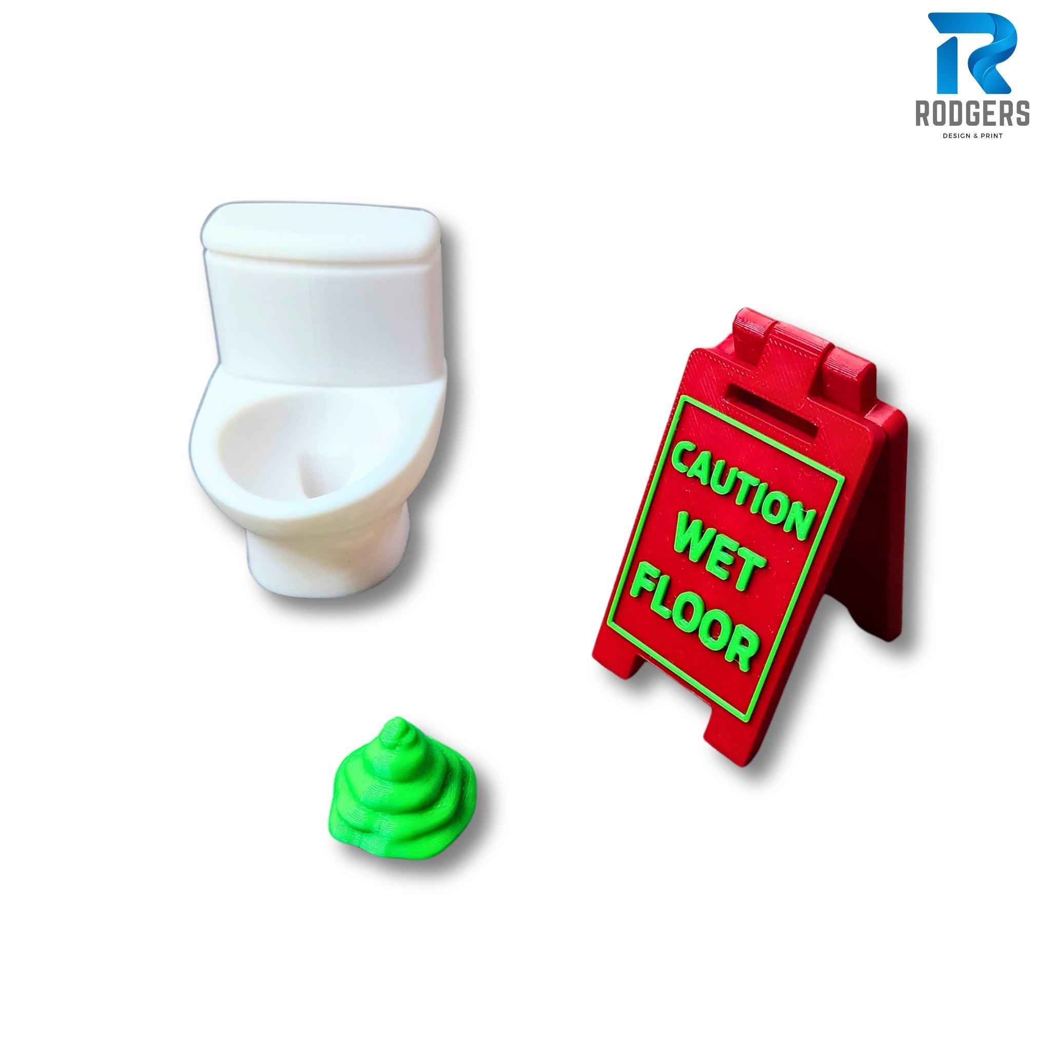 Elf Toilet and wet floor sign Prop Set