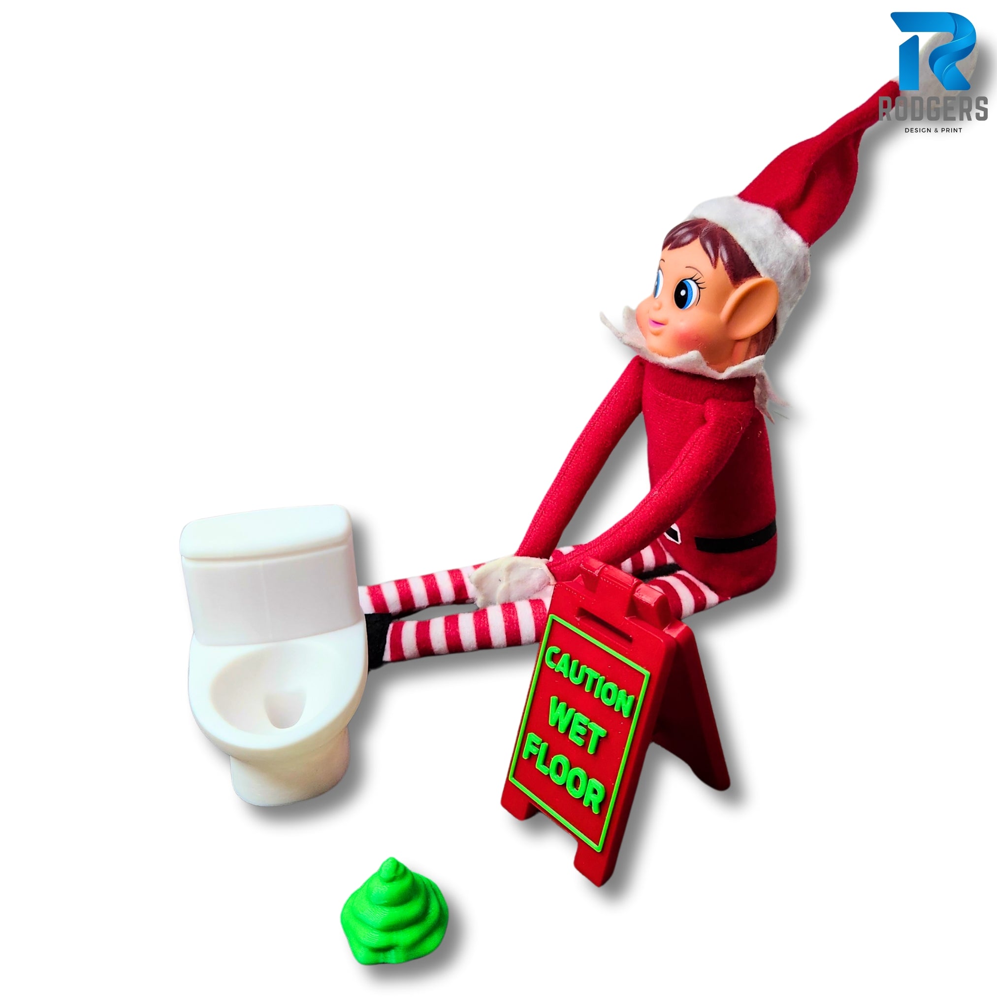 Elf Toilet and wet floor sign Prop Set